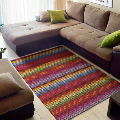 Colorful Mexican Woven Pattern Print Area Rug