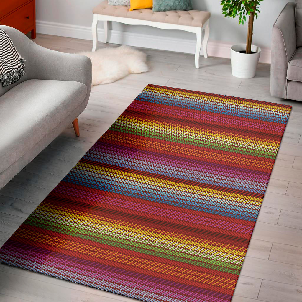 Colorful Mexican Woven Pattern Print Area Rug