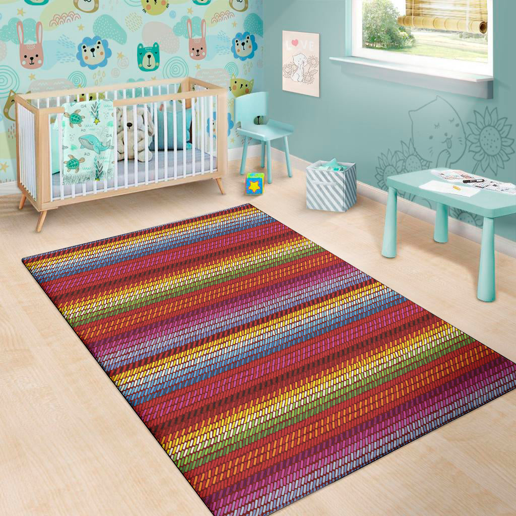 Colorful Mexican Woven Pattern Print Area Rug