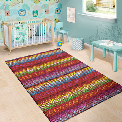Colorful Mexican Woven Pattern Print Area Rug