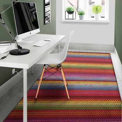 Colorful Mexican Woven Pattern Print Area Rug