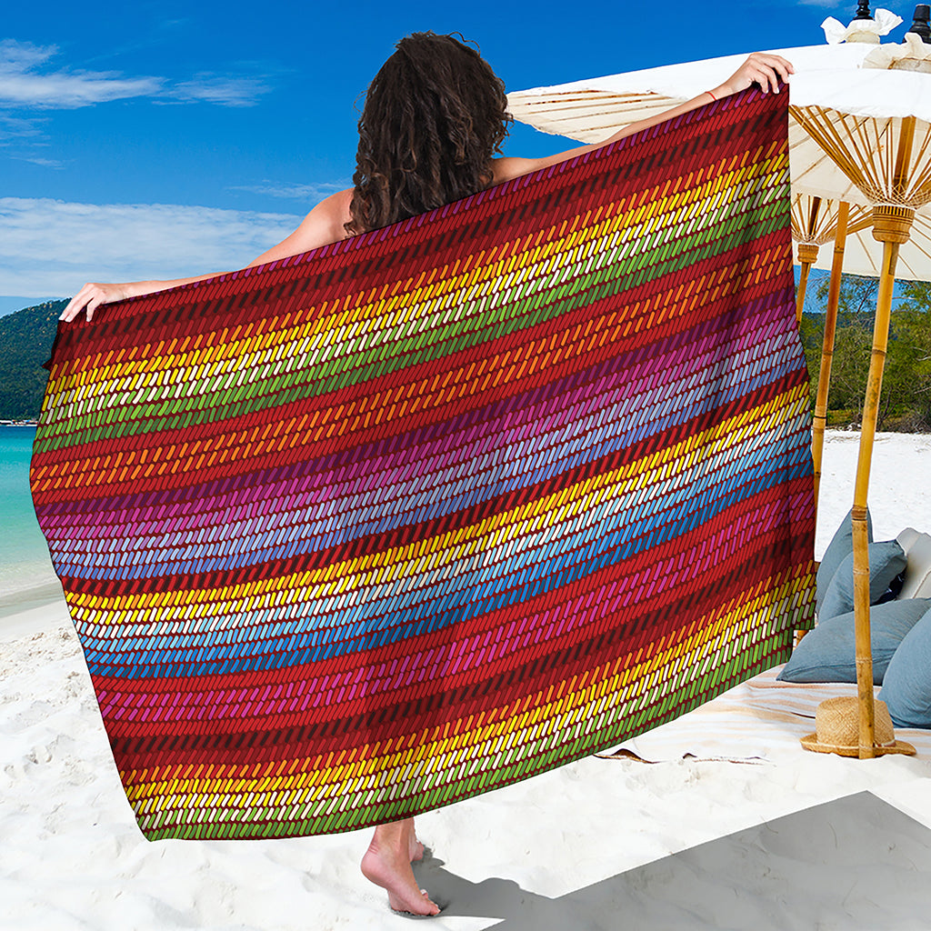 Colorful Mexican Woven Pattern Print Beach Sarong Wrap