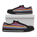 Colorful Mexican Woven Pattern Print Black Low Top Sneakers