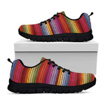 Colorful Mexican Woven Pattern Print Black Sneakers