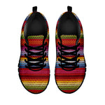 Colorful Mexican Woven Pattern Print Black Sneakers