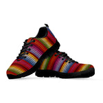Colorful Mexican Woven Pattern Print Black Sneakers