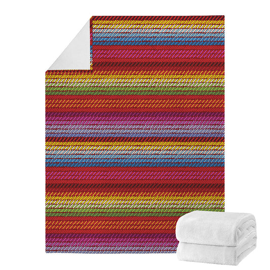 Colorful Mexican Woven Pattern Print Blanket