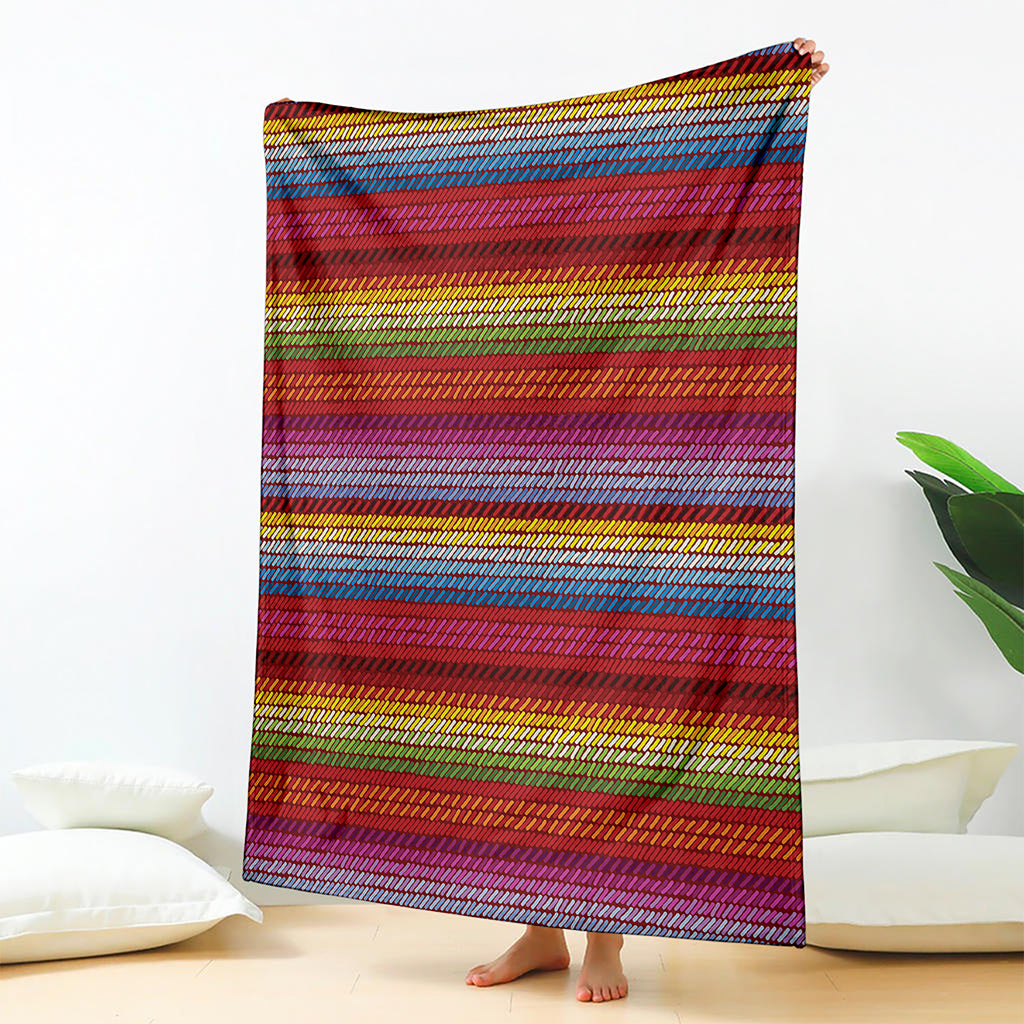 Colorful Mexican Woven Pattern Print Blanket