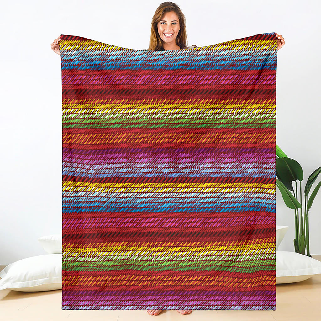 Colorful Mexican Woven Pattern Print Blanket