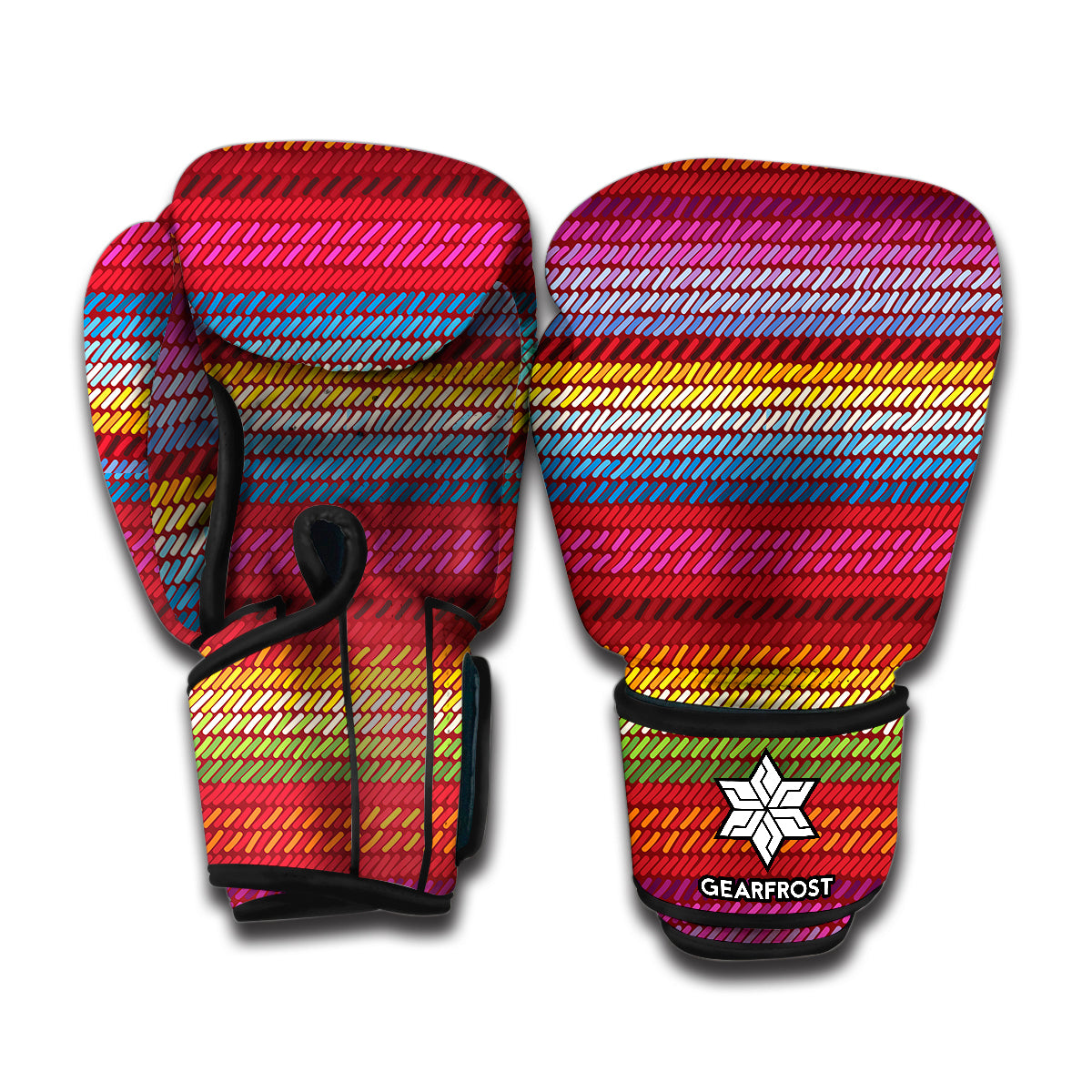 Colorful Mexican Woven Pattern Print Boxing Gloves
