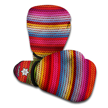 Colorful Mexican Woven Pattern Print Boxing Gloves
