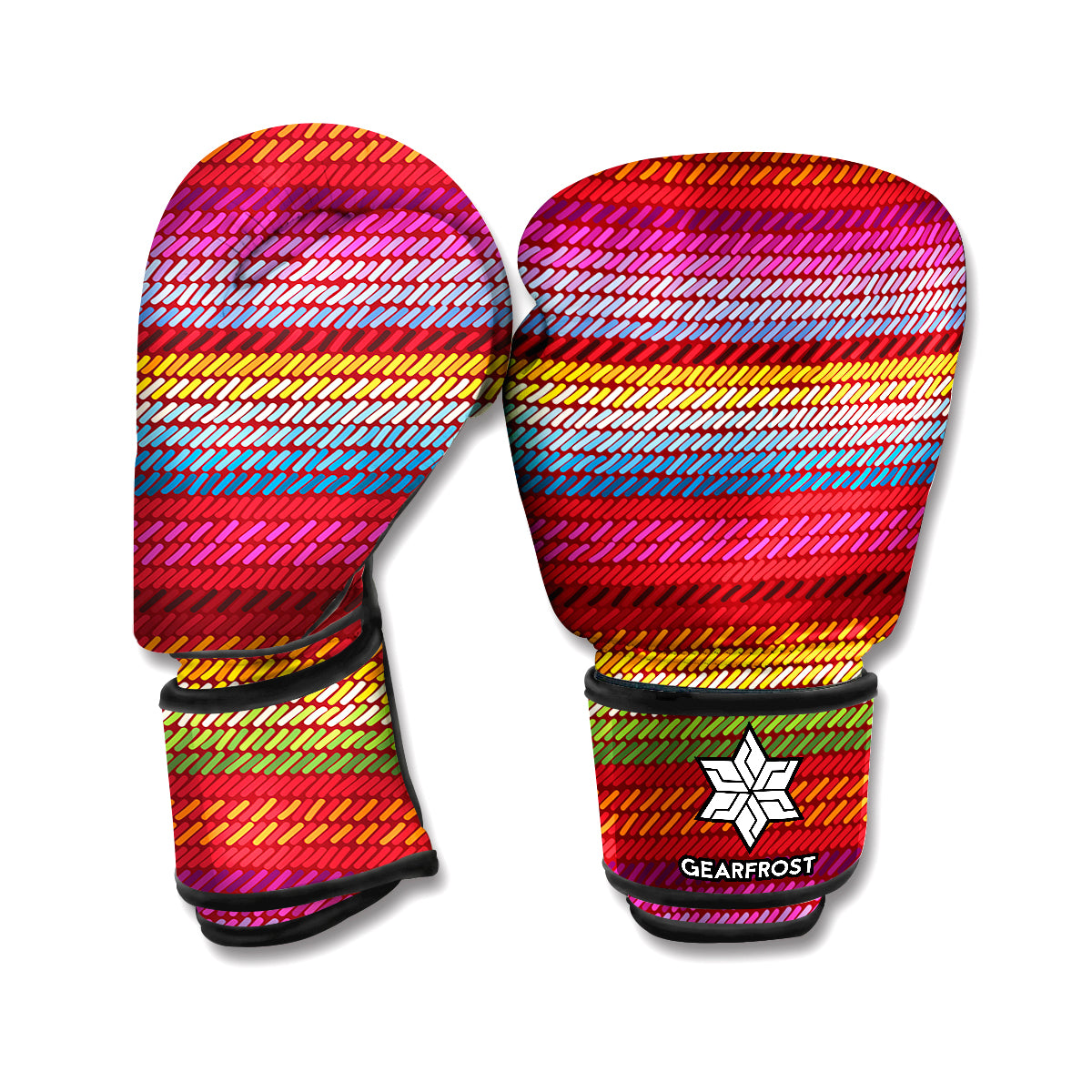 Colorful Mexican Woven Pattern Print Boxing Gloves