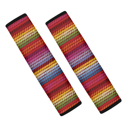 Colorful Mexican Woven Pattern Print Car Seat Belt Covers