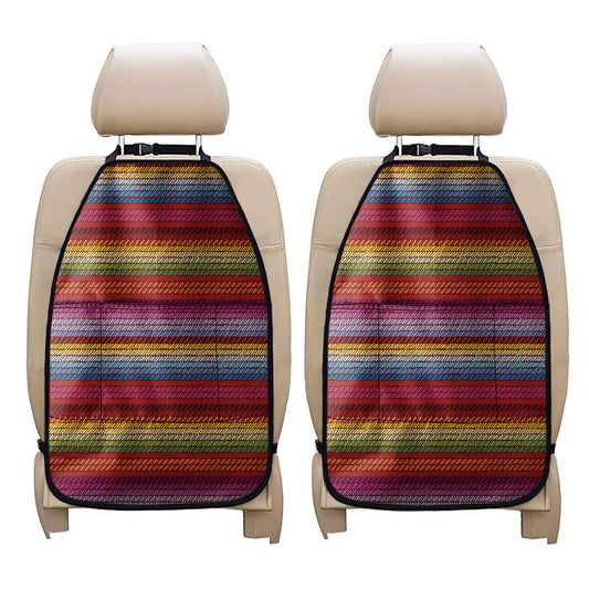 Colorful Mexican Woven Pattern Print Car Seat Organizers