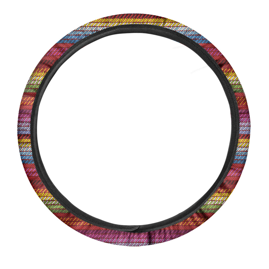Colorful Mexican Woven Pattern Print Car Steering Wheel Cover