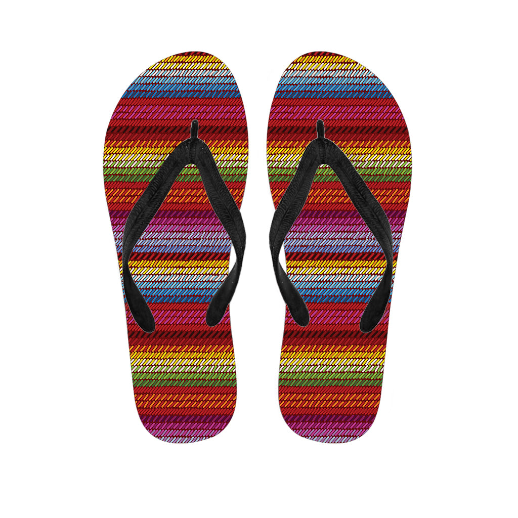 Colorful Mexican Woven Pattern Print Flip Flops