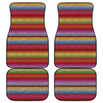 Colorful Mexican Woven Pattern Print Front and Back Car Floor Mats
