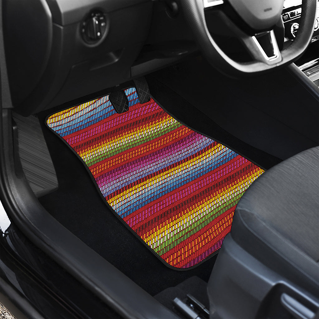 Colorful Mexican Woven Pattern Print Front and Back Car Floor Mats