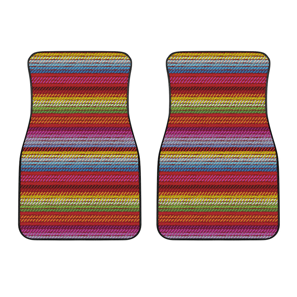 Colorful Mexican Woven Pattern Print Front Car Floor Mats