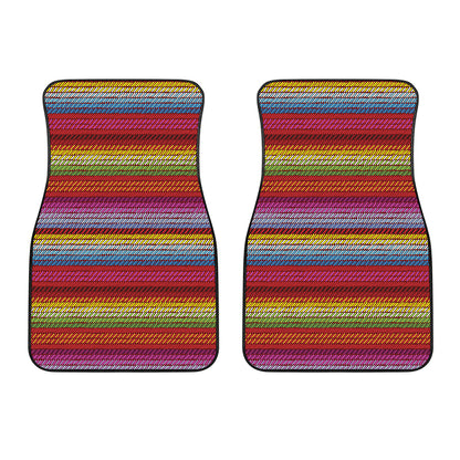 Colorful Mexican Woven Pattern Print Front Car Floor Mats
