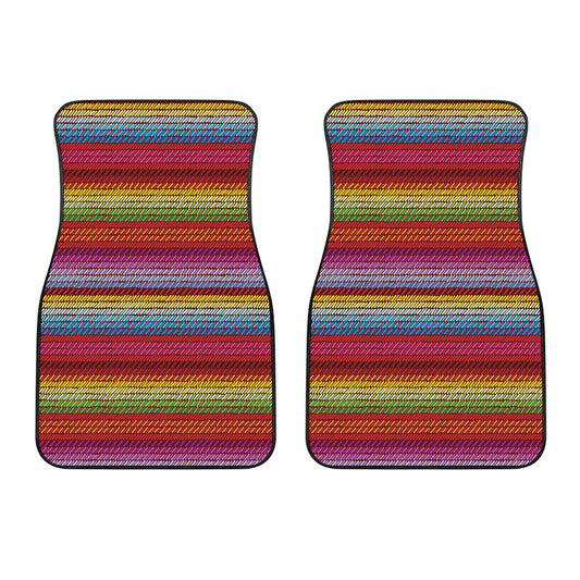 Colorful Mexican Woven Pattern Print Front Car Floor Mats