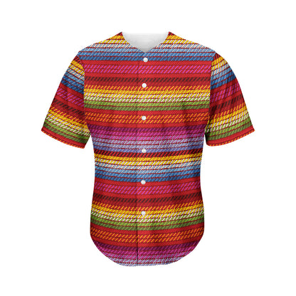 Colorful Mexican Woven Pattern Print Men's Baseball Jersey
