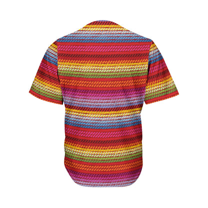 Colorful Mexican Woven Pattern Print Men's Baseball Jersey