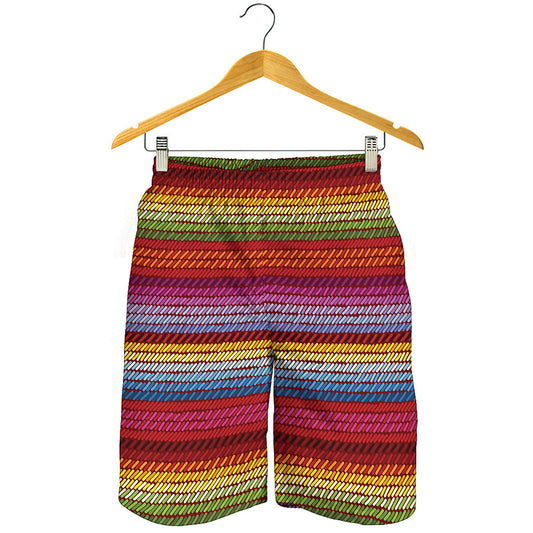 Colorful Mexican Woven Pattern Print Men's Shorts
