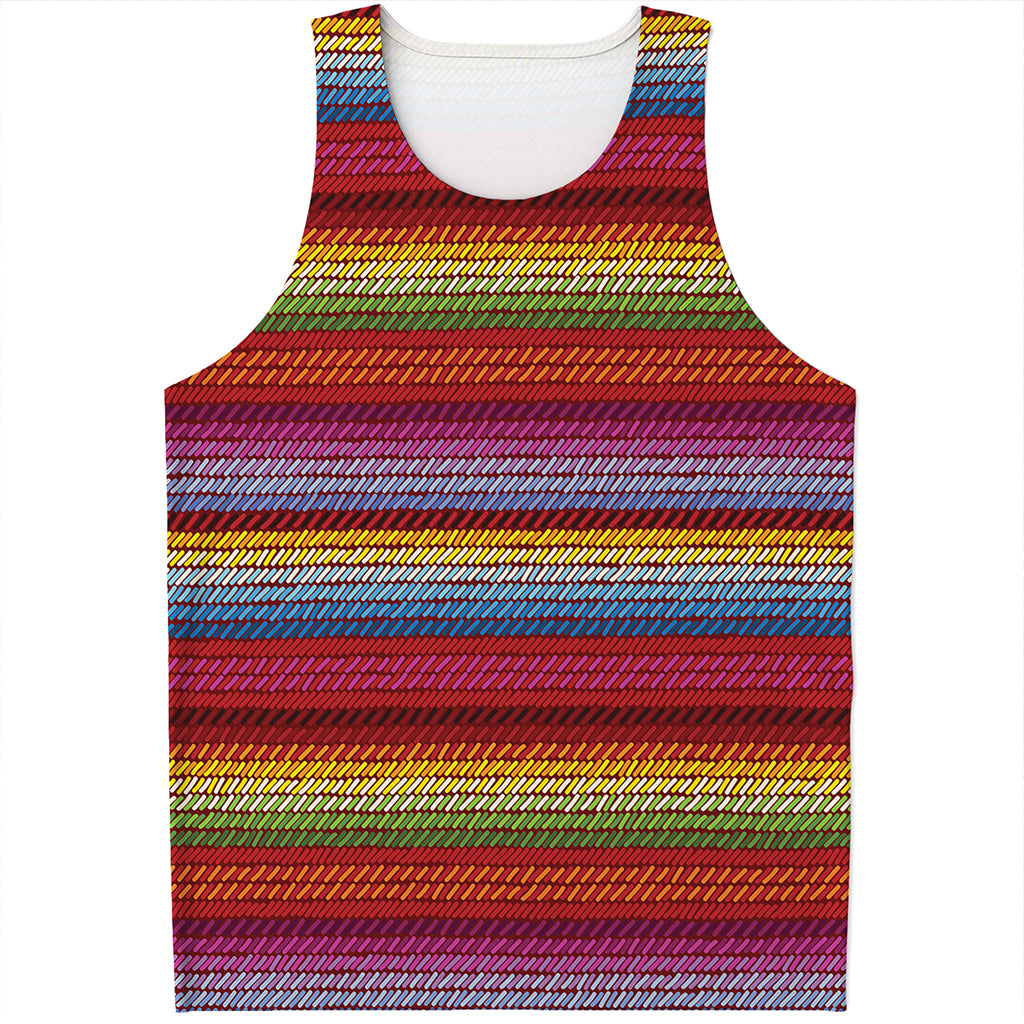 Colorful Mexican Woven Pattern Print Men's Tank Top