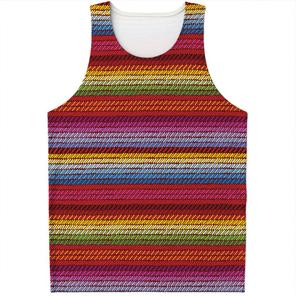 Colorful Mexican Woven Pattern Print Men's Tank Top