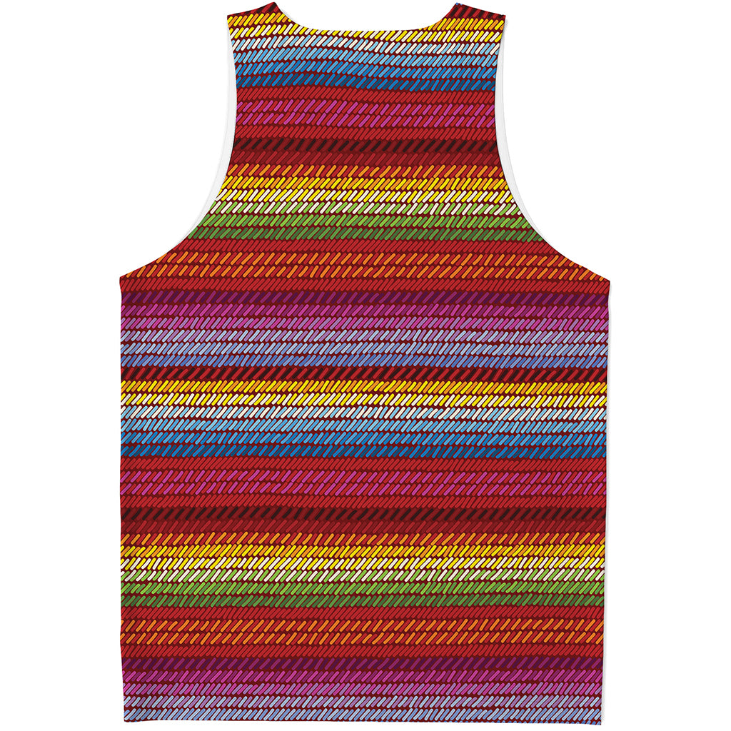 Colorful Mexican Woven Pattern Print Men's Tank Top
