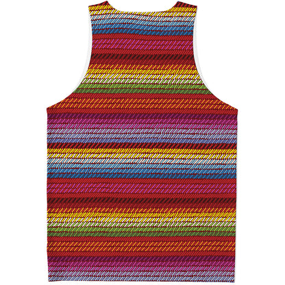 Colorful Mexican Woven Pattern Print Men's Tank Top