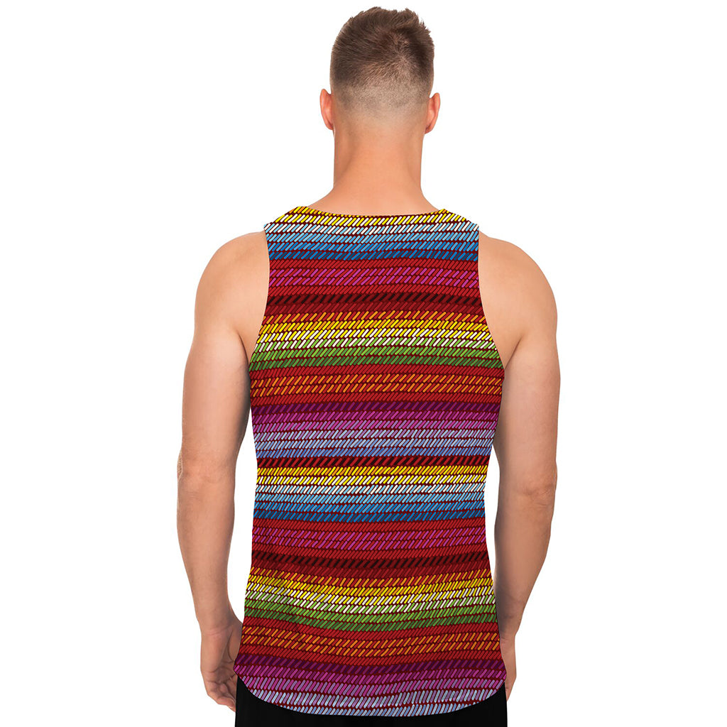 Colorful Mexican Woven Pattern Print Men's Tank Top