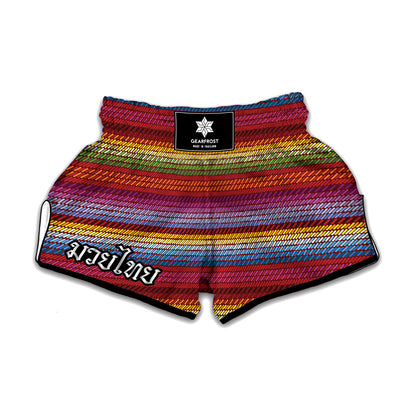 Colorful Mexican Woven Pattern Print Muay Thai Boxing Shorts