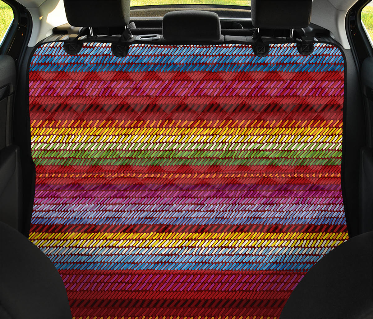 Colorful Mexican Woven Pattern Print Pet Car Back Seat Cover