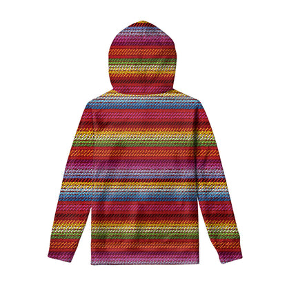 Colorful Mexican Woven Pattern Print Pullover Hoodie