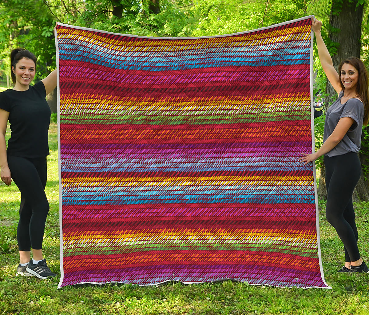 Colorful Mexican Woven Pattern Print Quilt