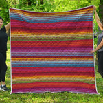 Colorful Mexican Woven Pattern Print Quilt