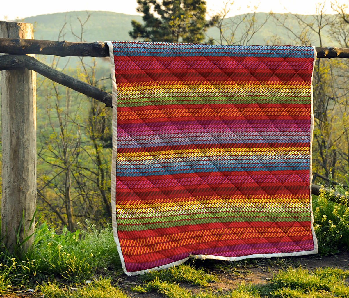 Colorful Mexican Woven Pattern Print Quilt