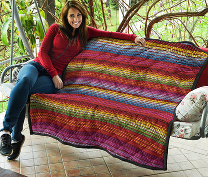 Colorful Mexican Woven Pattern Print Quilt