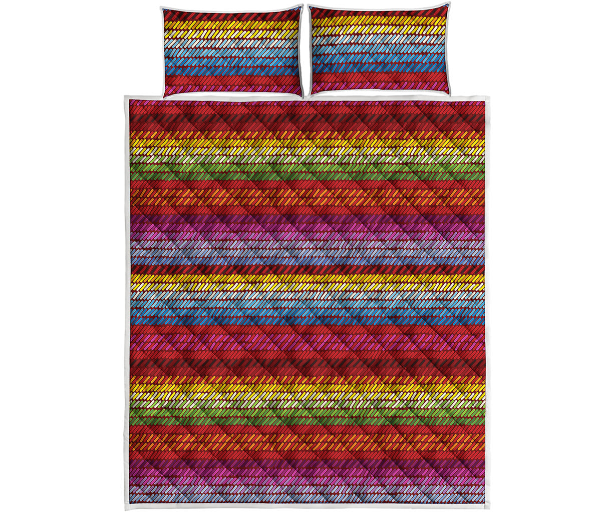 Colorful Mexican Woven Pattern Print Quilt Bed Set