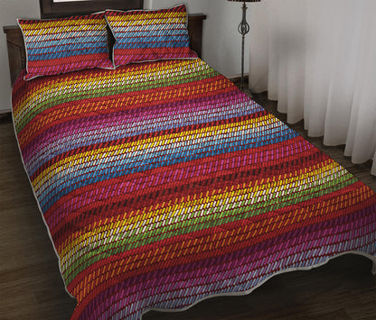 Colorful Mexican Woven Pattern Print Quilt Bed Set
