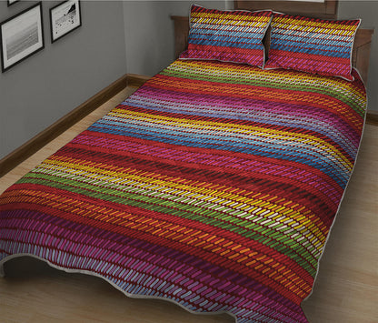 Colorful Mexican Woven Pattern Print Quilt Bed Set