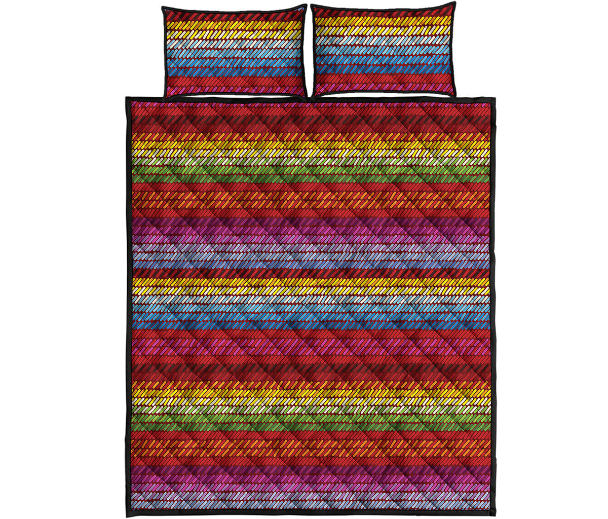 Colorful Mexican Woven Pattern Print Quilt Bed Set