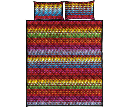 Colorful Mexican Woven Pattern Print Quilt Bed Set