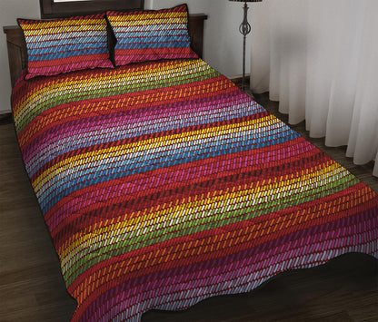 Colorful Mexican Woven Pattern Print Quilt Bed Set