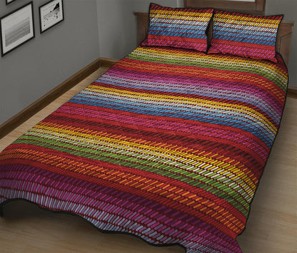 Colorful Mexican Woven Pattern Print Quilt Bed Set