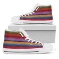 Colorful Mexican Woven Pattern Print White High Top Sneakers