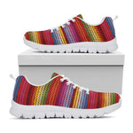 Colorful Mexican Woven Pattern Print White Sneakers