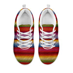 Colorful Mexican Woven Pattern Print White Sneakers